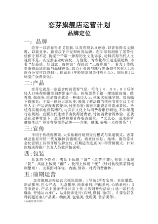 新品牌新天猫旗舰店运营计划