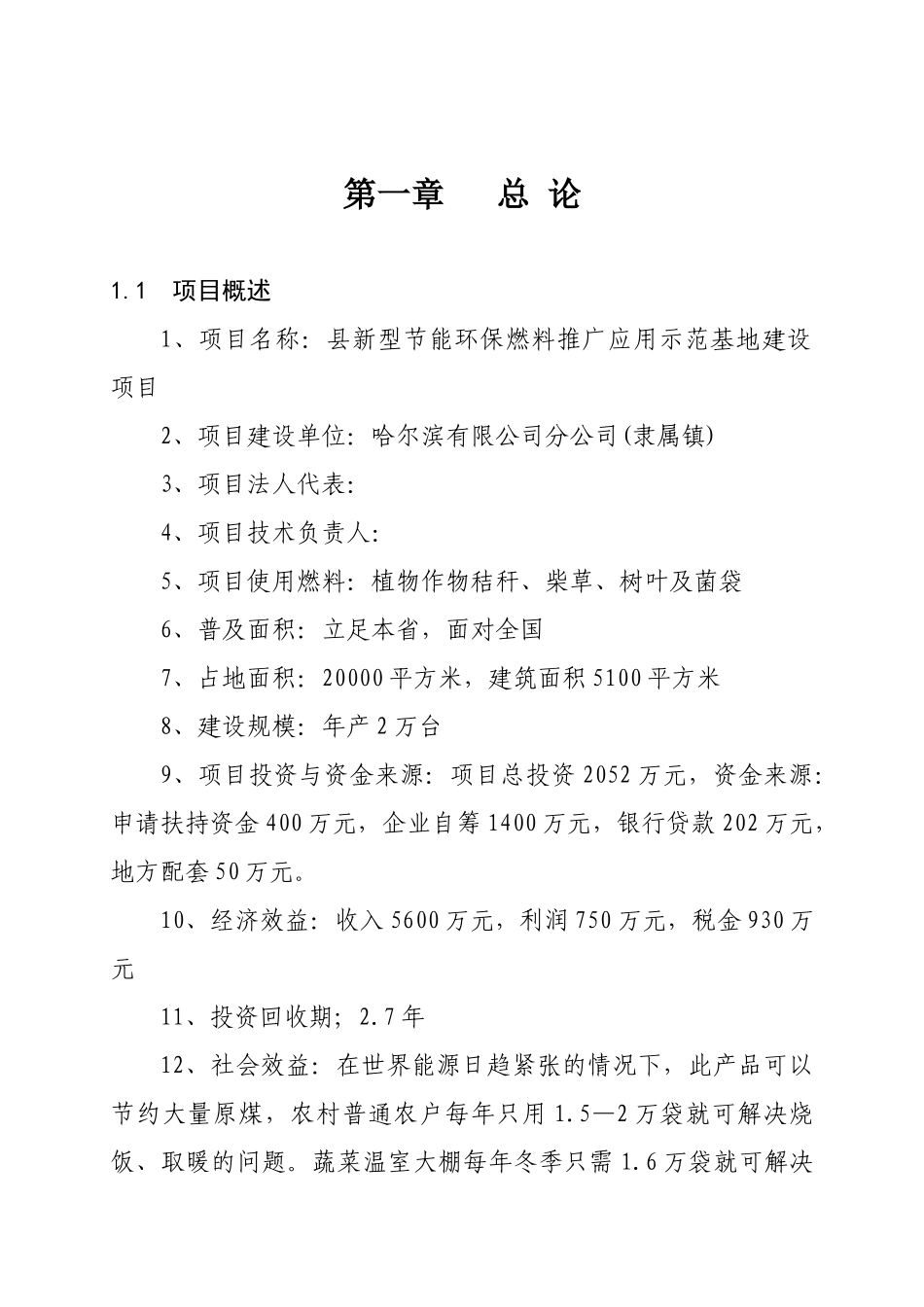 新型节能环保燃料推广应用示范基地建设项目可行性研究报告_第2页