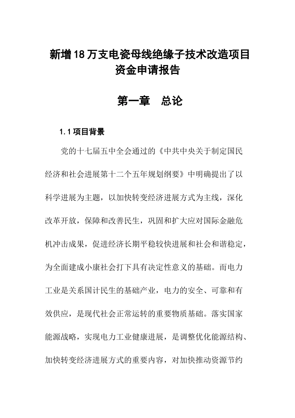 新增18万支电瓷母线绝缘子技术改造项目资金申请报告_第2页