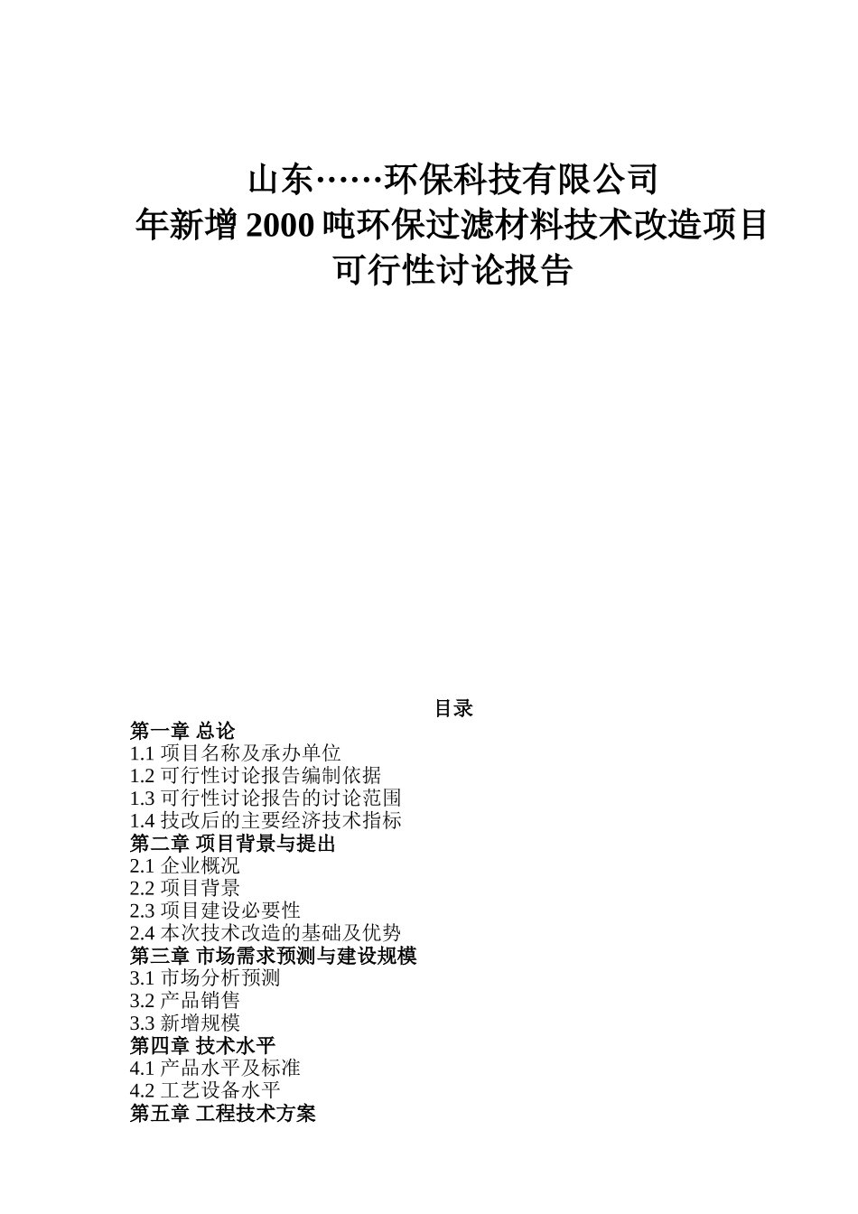 新增2000吨环保X过滤材料技术改造项目可行性研究报告_第2页