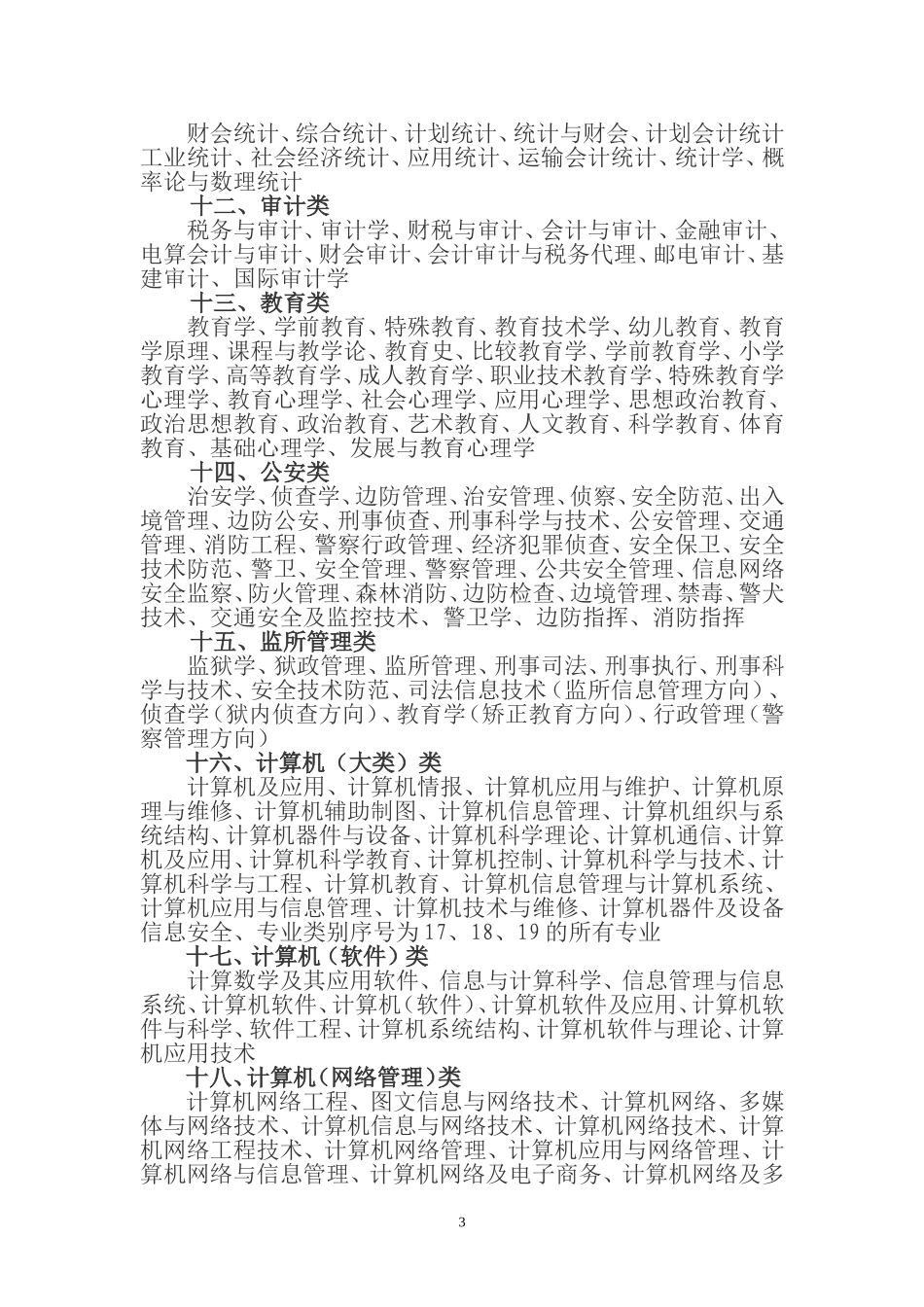 甘肃省公务员招录专业分类参考目录（试行）_第3页