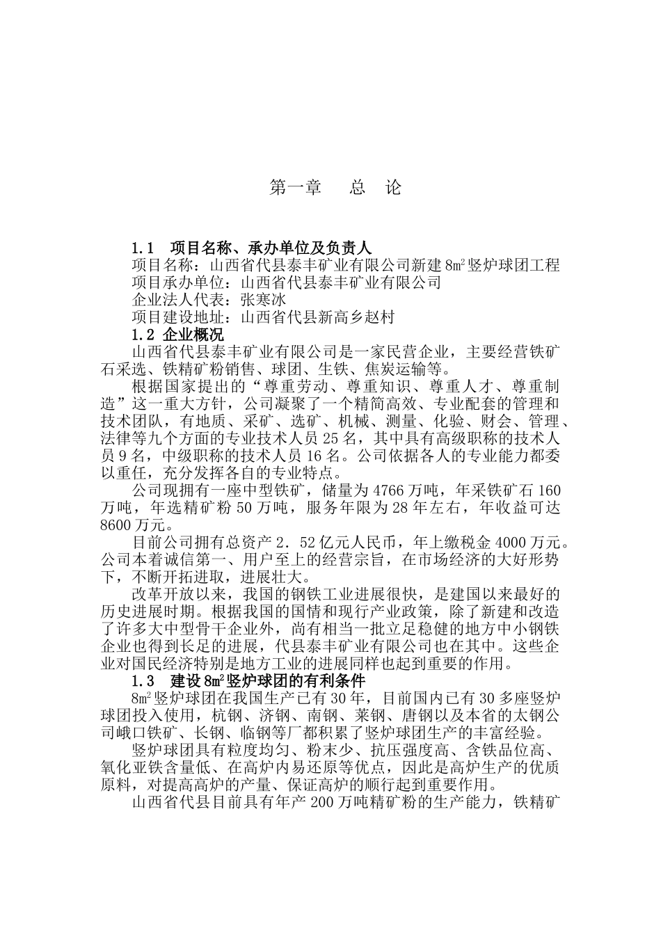 新建8平方米竖炉球团工程项目可行性研究报告_第2页