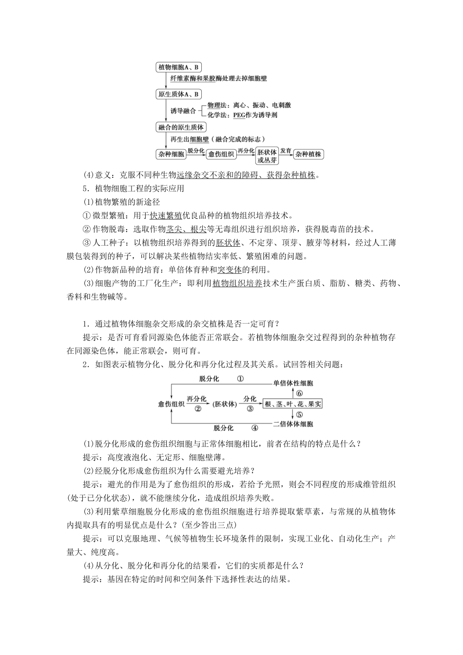 高考生物一轮复习 生物技术与工程 第4讲 细胞工程教学案 新人教版-新人教版高三全册生物教学案_第2页