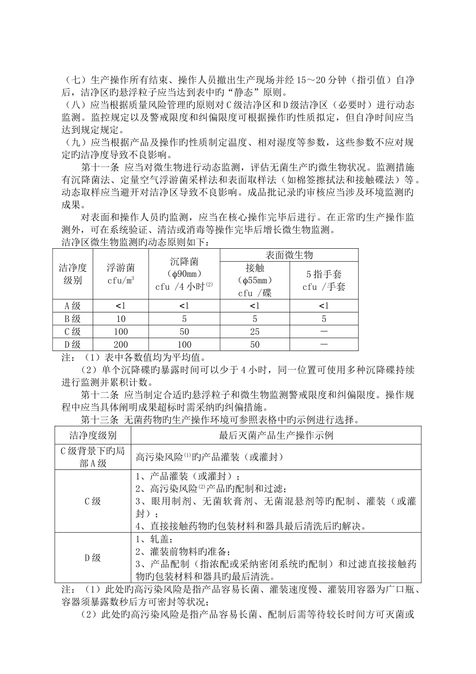 新版GMP车间洁净度级别及监测_第2页