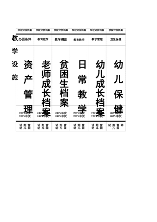 新版幼儿园档案盒侧面标签