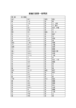 新编日语修订版第一册单词