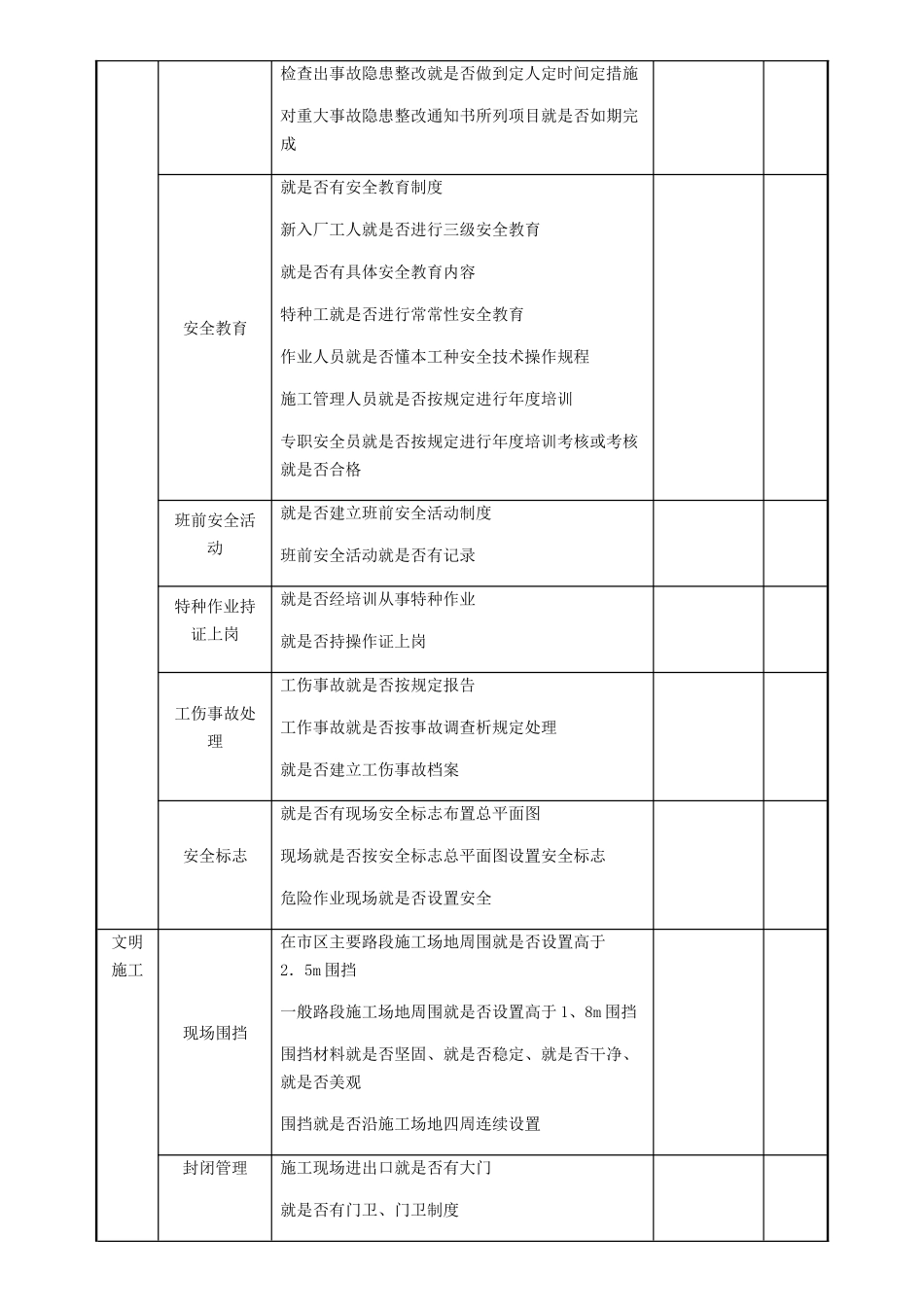 施工现场安全文明施工检查表_第2页
