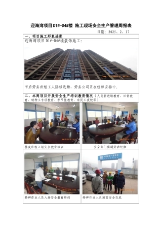 施工现场安全生产管理周报表