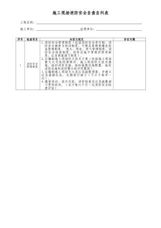 施工现场消防安全自查自纠表