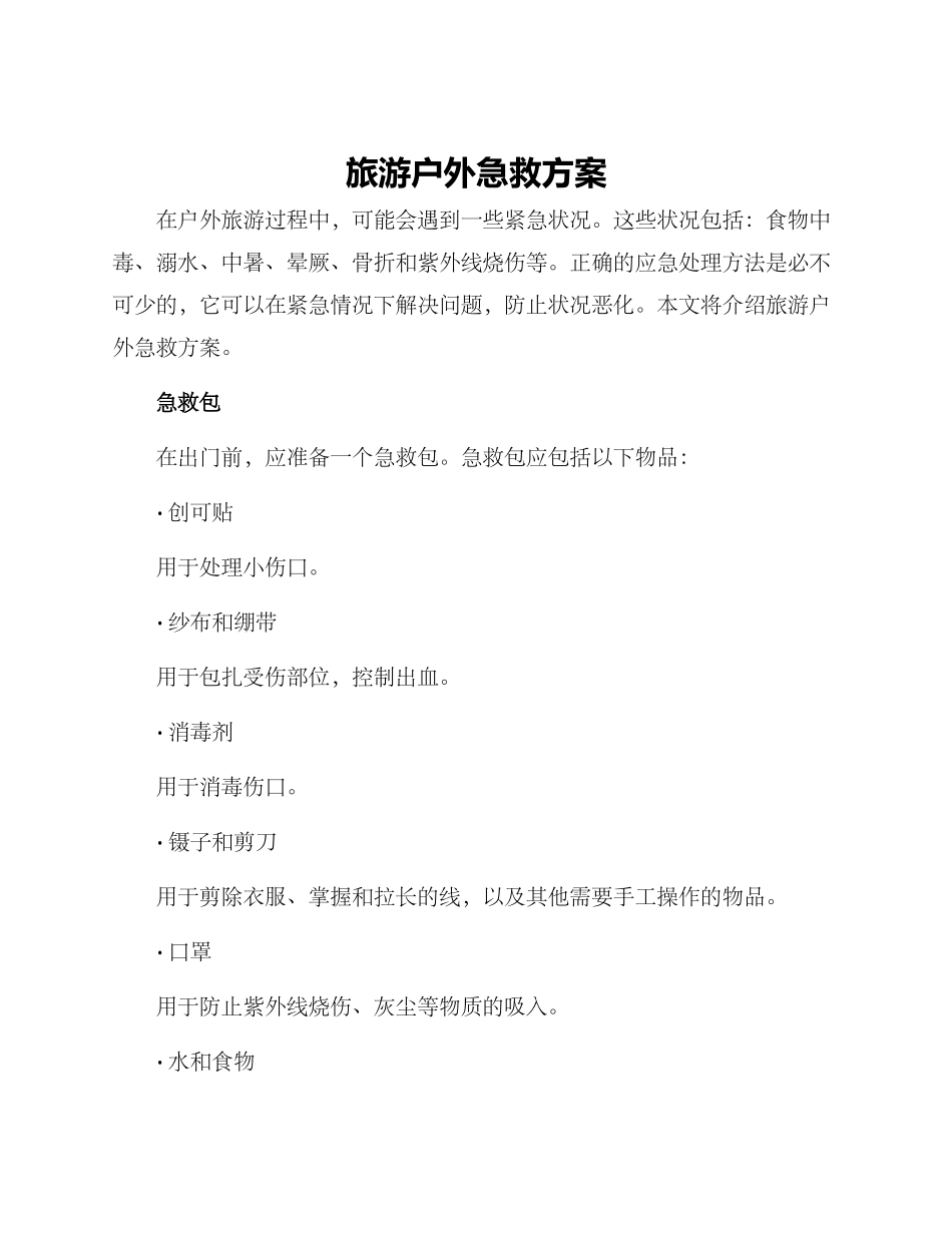 旅游户外急救方案_第1页