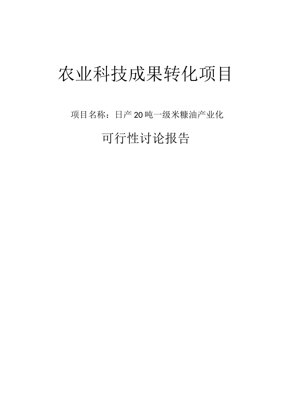 日产20吨一级米糠油可行性研究报告_第1页