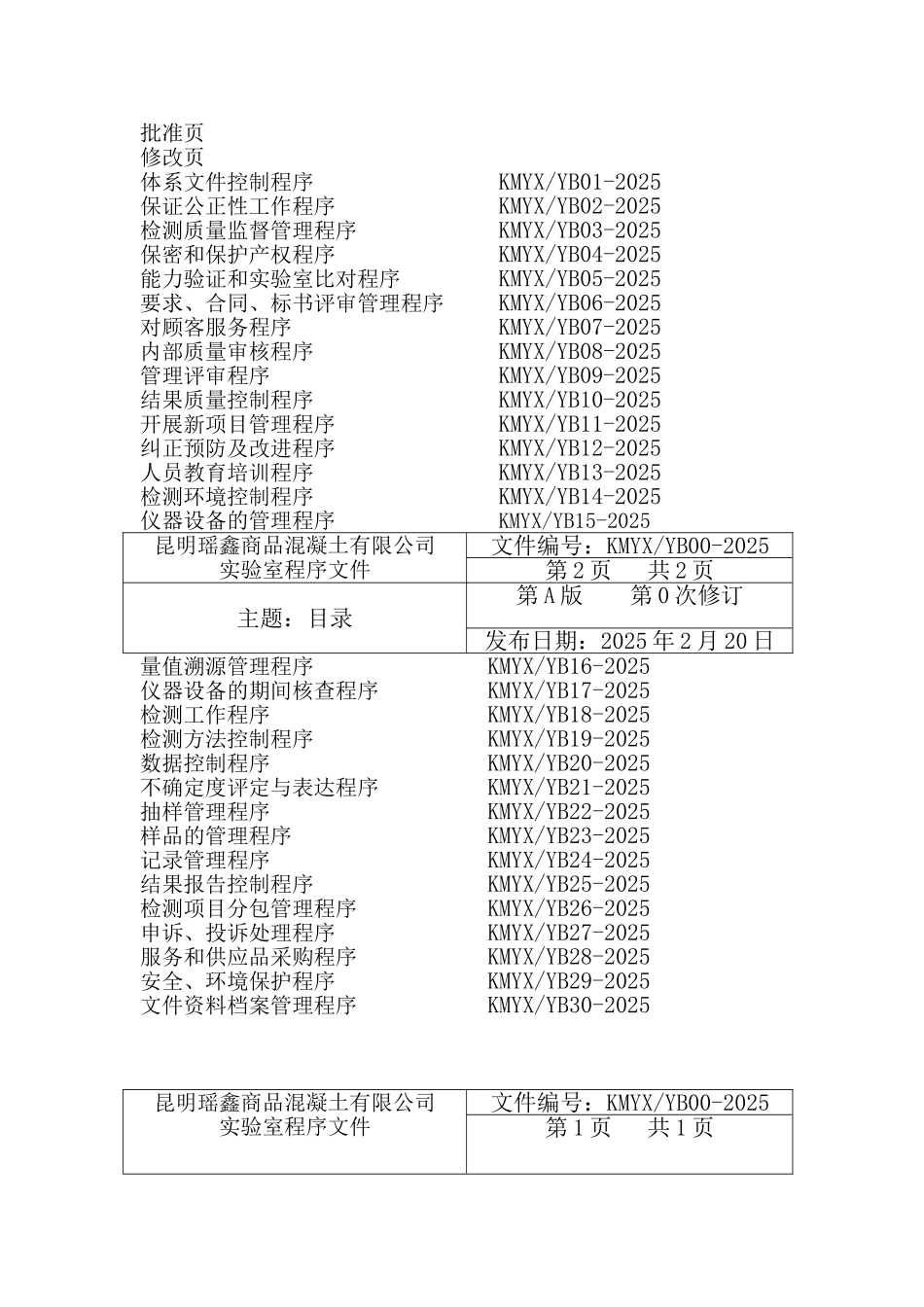 昆明瑶鑫商品混凝土有限公司实验室程序文件_第3页