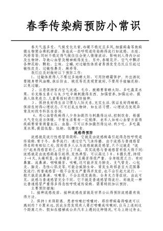春季传染病预防小常识