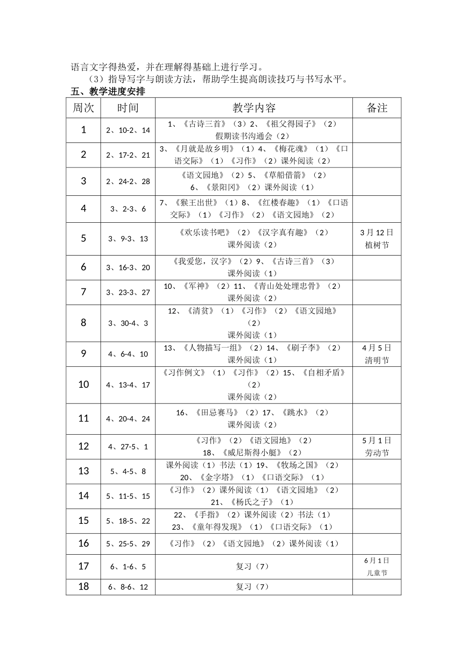 春统编版五年级语文下册教学计划_第3页