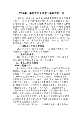 景区上半年工作总结