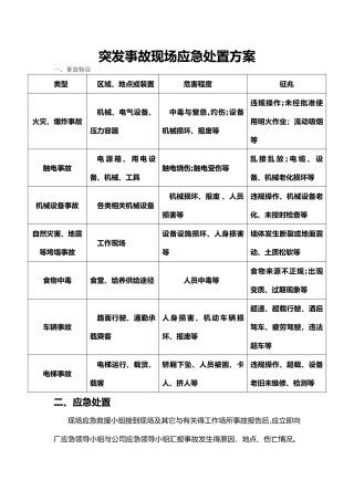 最新突发事故现场应急处置方案