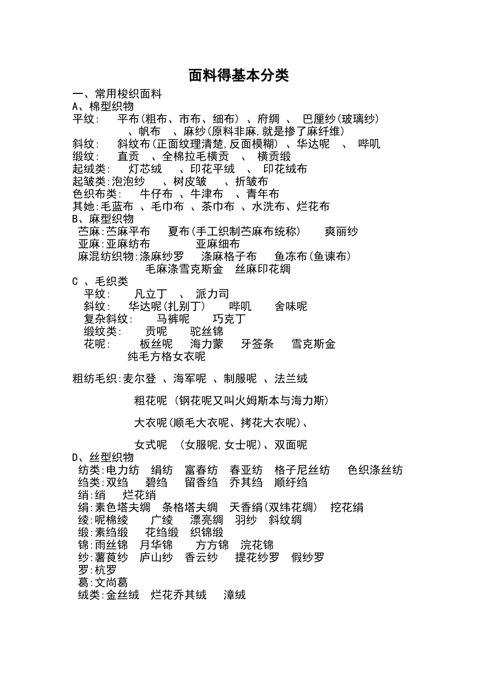 服装面料分类_第1页