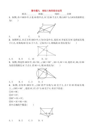 微专题九　相似三角形综合运用测试题