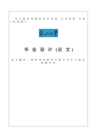 朝阳美亦软件有限公司人才流失问题研究毕业论文