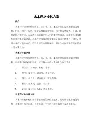 木本药材造林方案