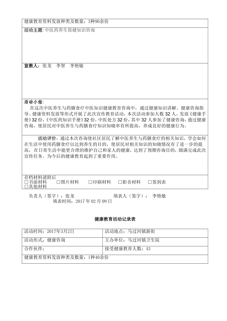 乡镇医院健康教育活动记录表_第2页