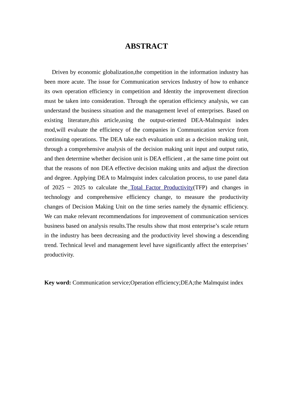 本科毕业论文-—基于malmquistindex通信服务企业动态效率研究_第3页