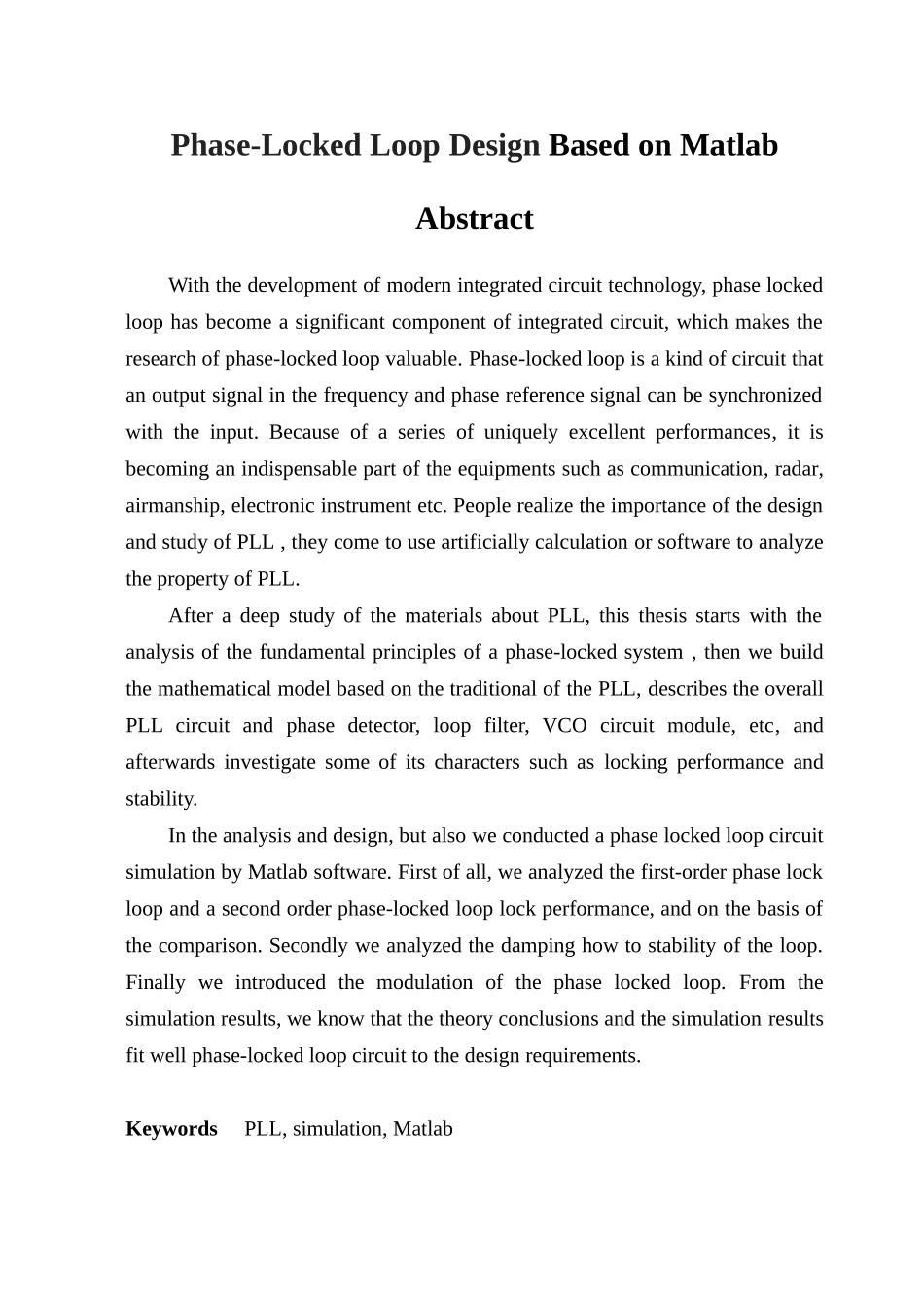 本科毕业论文-—基于matlab的锁相环设计_第2页