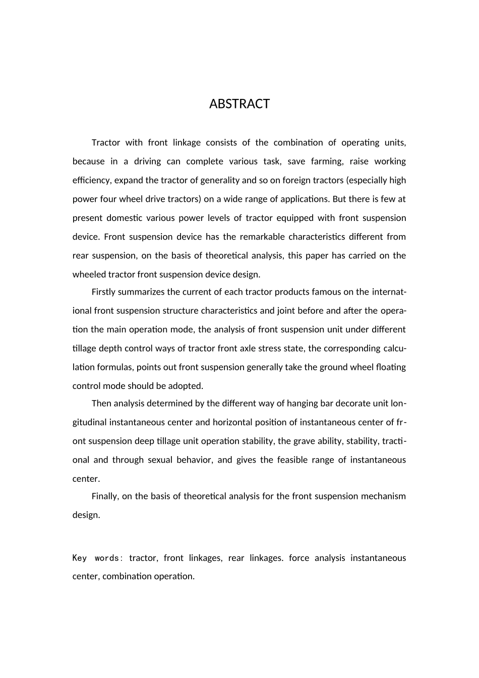 本科毕业设计---轮式拖拉机前悬挂装置的设计说明书_第2页