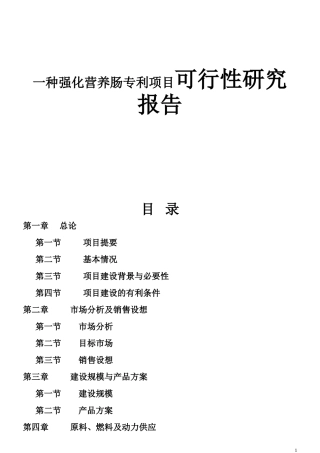 一种强化营养肠专利项目可行性研究报告