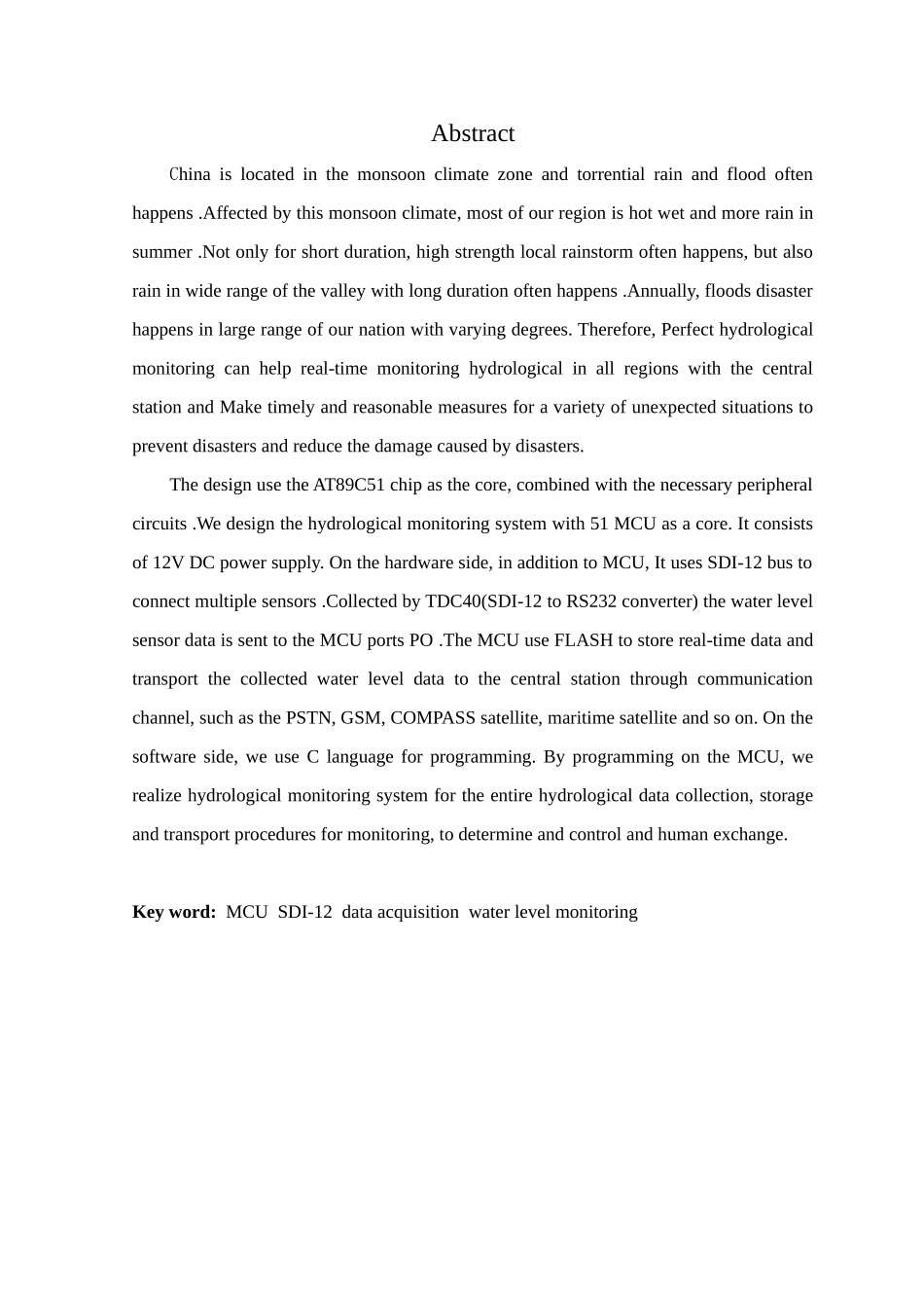 本科毕业设计--基于单片机的智能水灾报警系统的设计_第2页