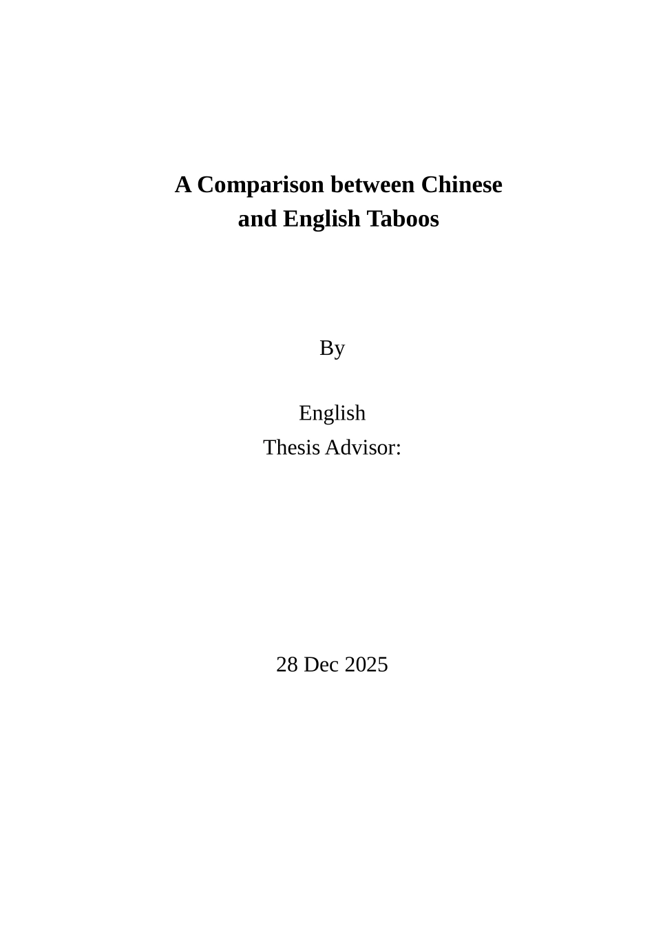 本科毕业设计-a-comparison-between-chinese-and-english-taboos--英语专业_第1页