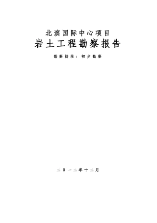 本科毕业设计-北滨国际中心项目立项岩土工程勘察报告