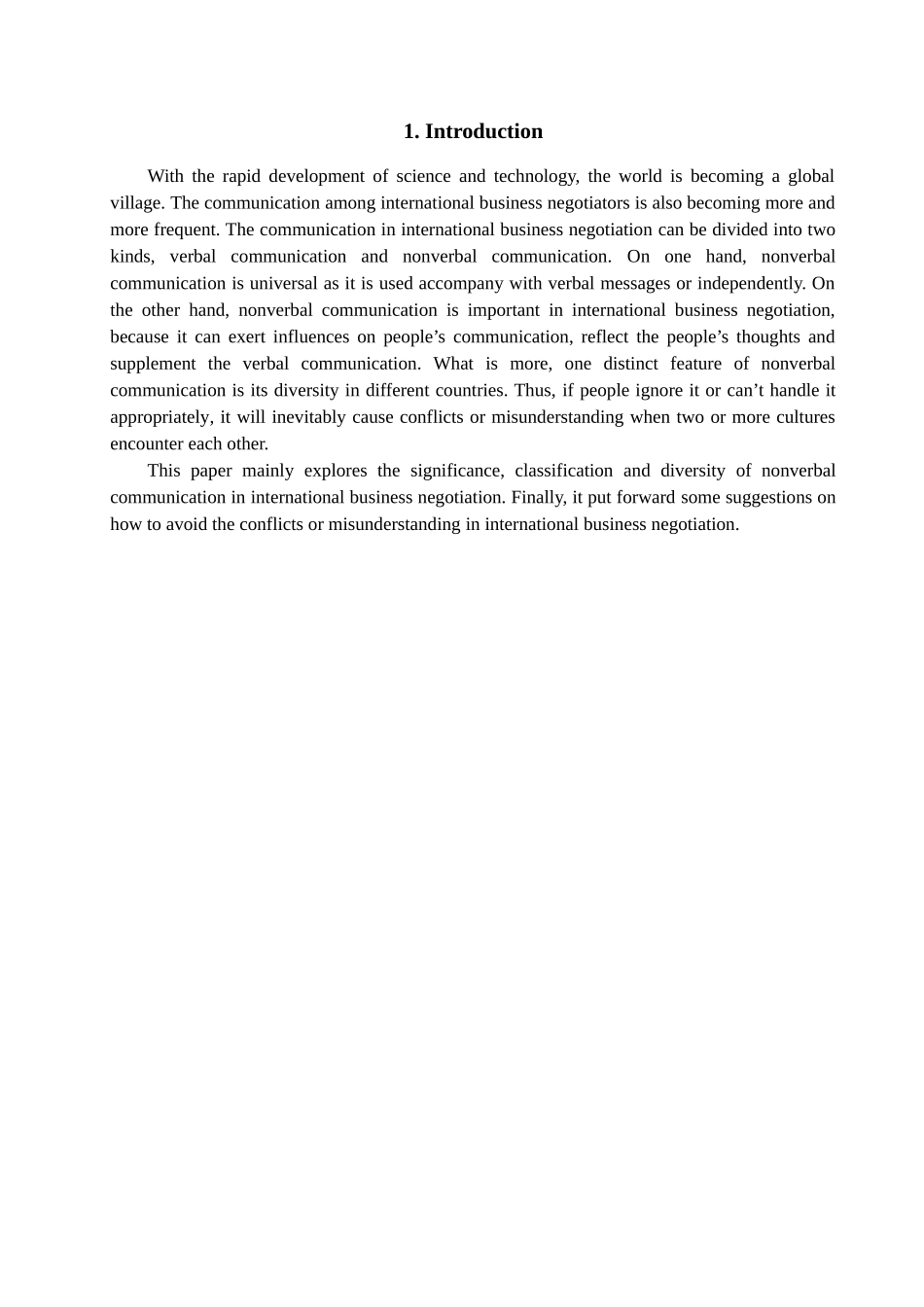 本科毕业设计-国际商务谈判中的非语言交际_第3页