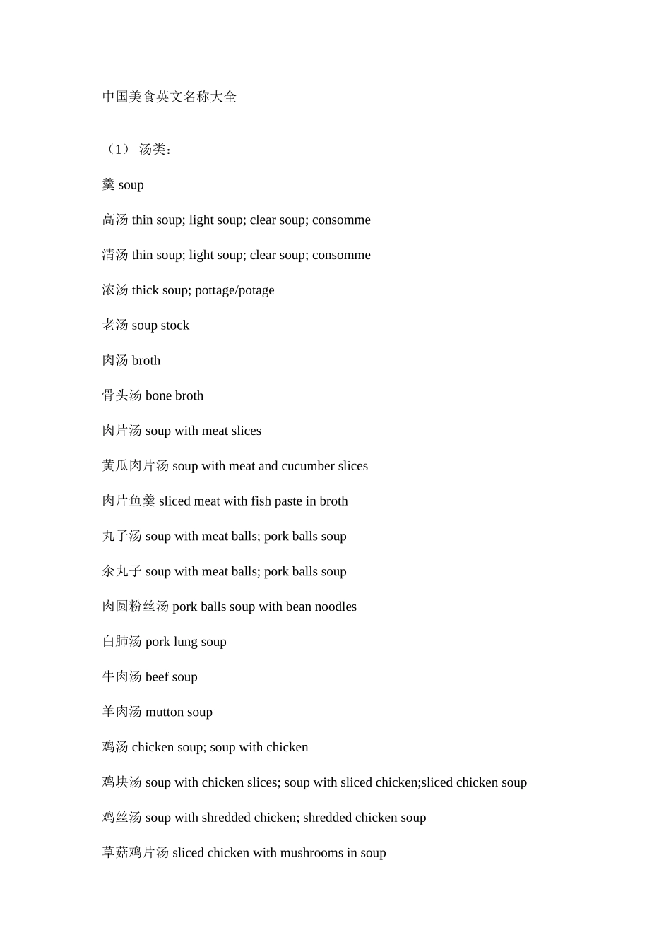 中国美食英文名称大全_第1页