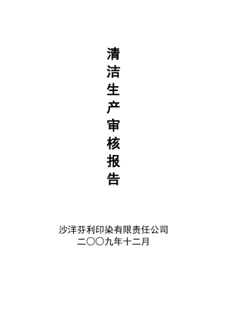 本科毕业设计-沙洋清洁生产审核报告
