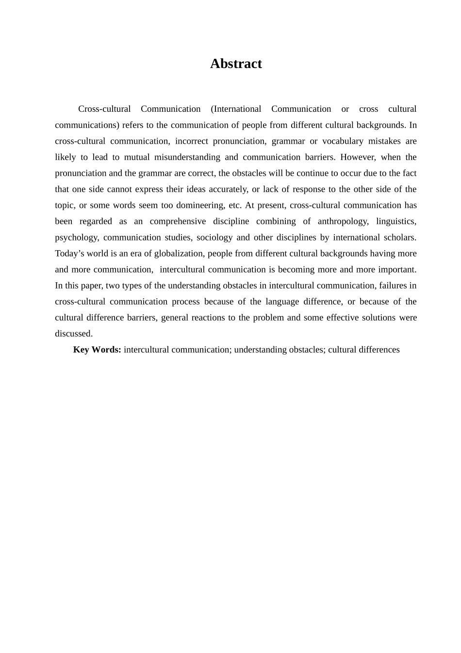 本科毕业设计-浅析跨文化交际障碍_第1页