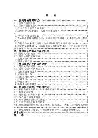本科毕业设计-浅淡筹资风险