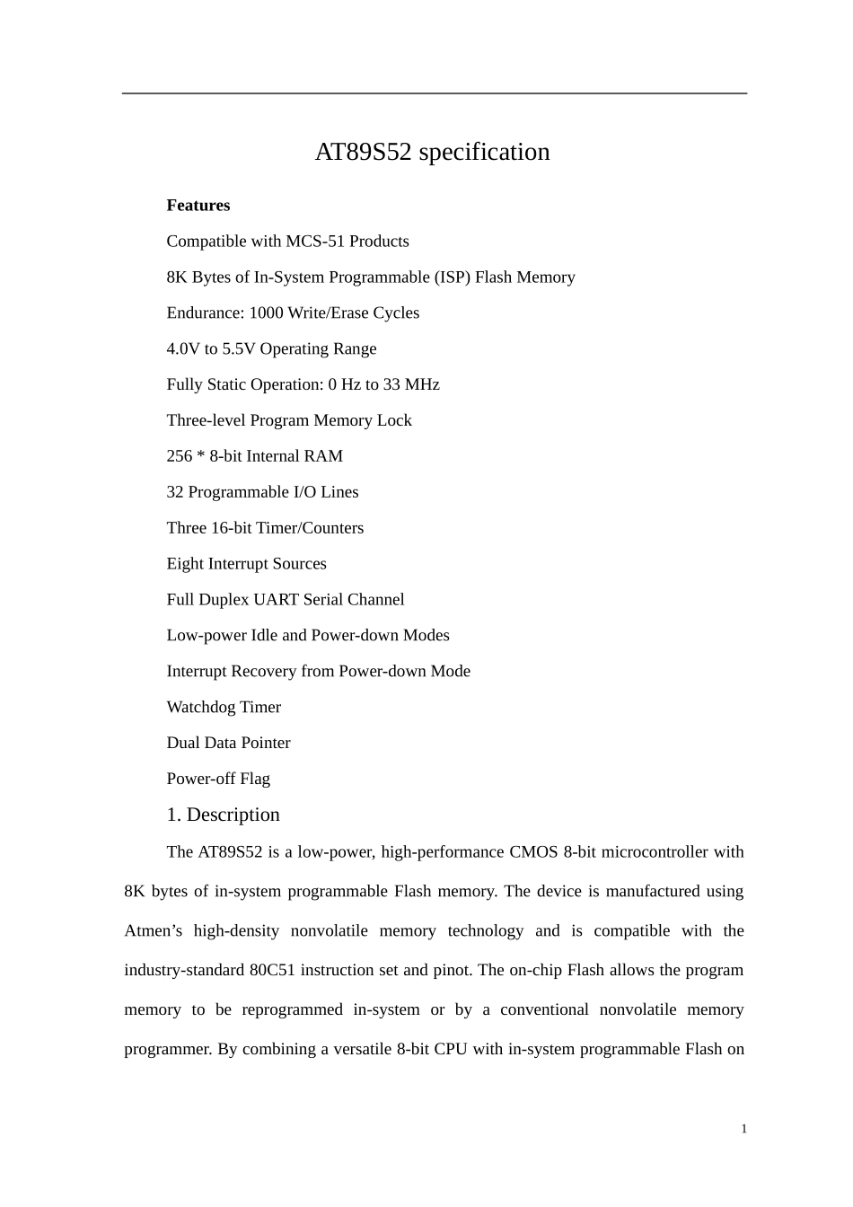 中文翻译AT89S52说明书_第1页