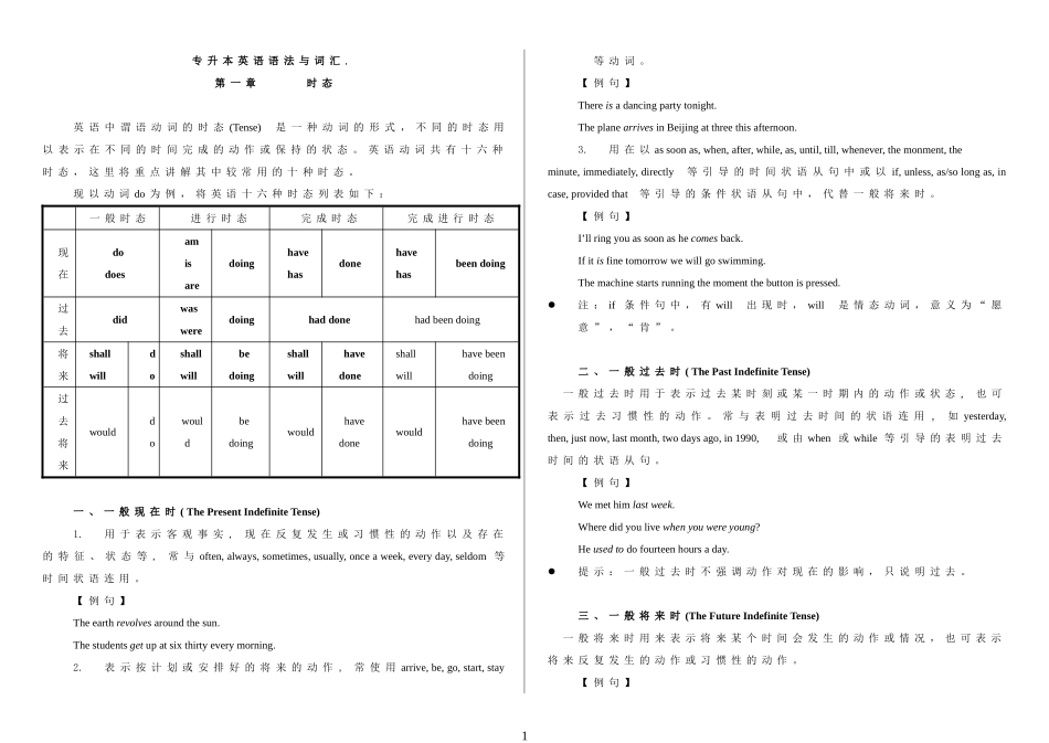 专升本英语语法与词汇._第1页