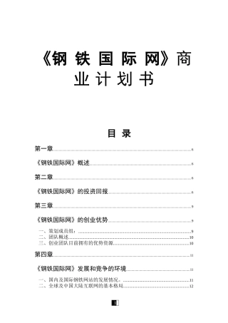 《钢 铁 国 际 网》商 业 计 划 书