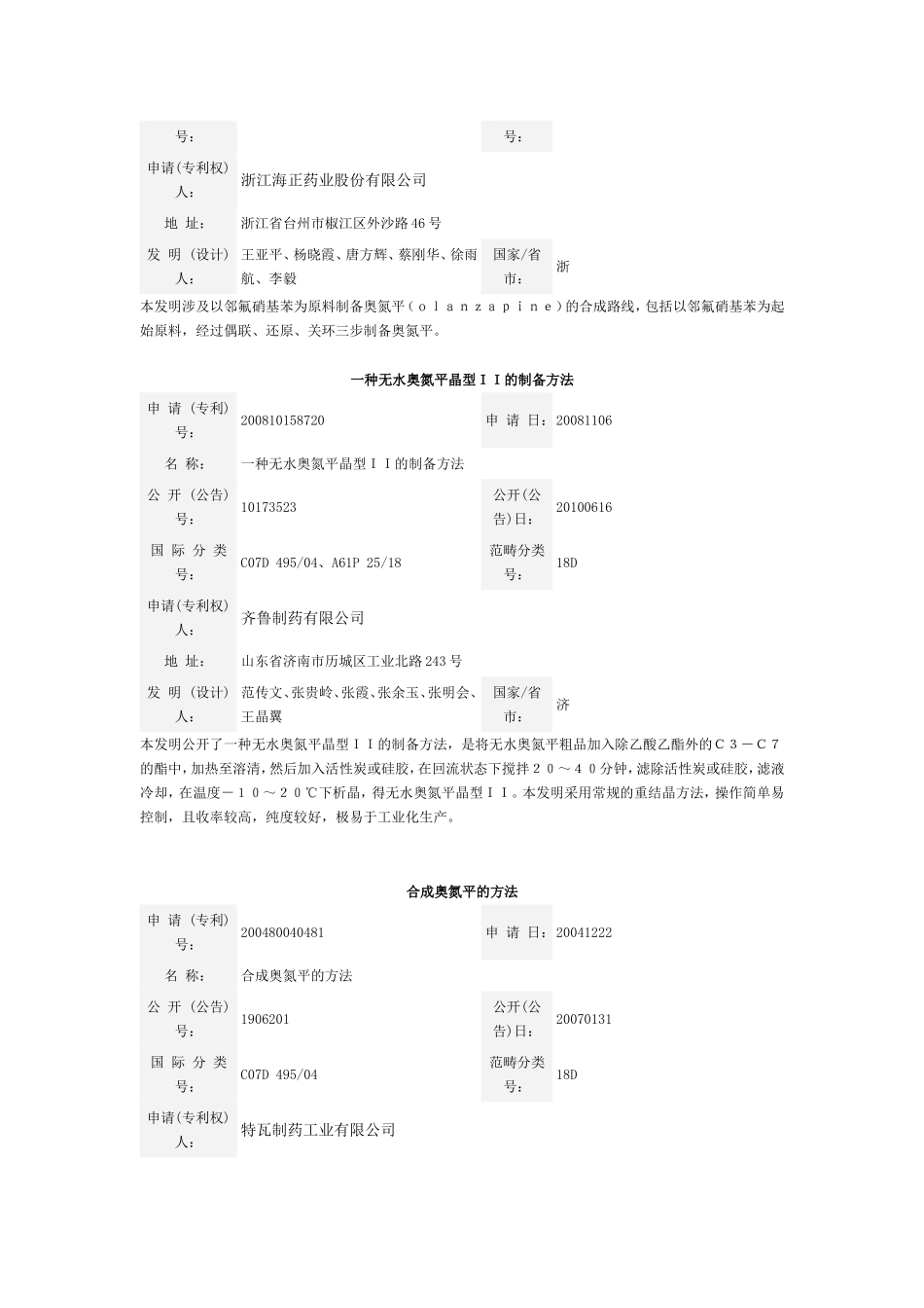 奥氮平药学产品分析设计_第3页