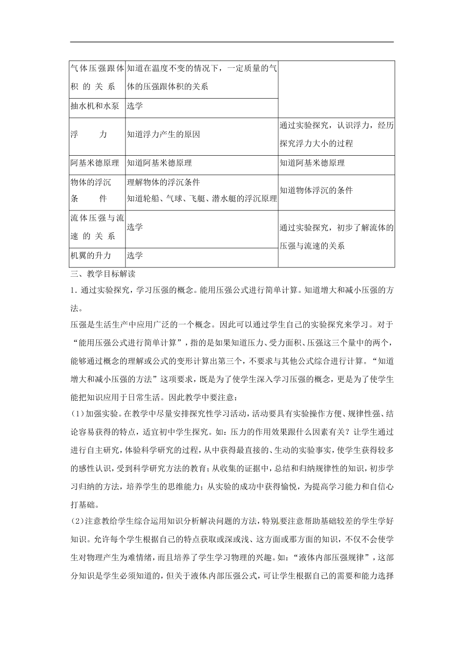 第十四章 压强和浮力教学设计建议_第2页