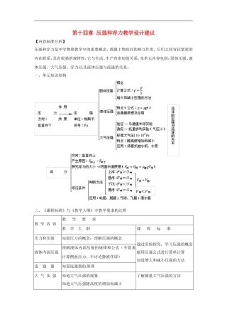 第十四章 压强和浮力教学设计建议