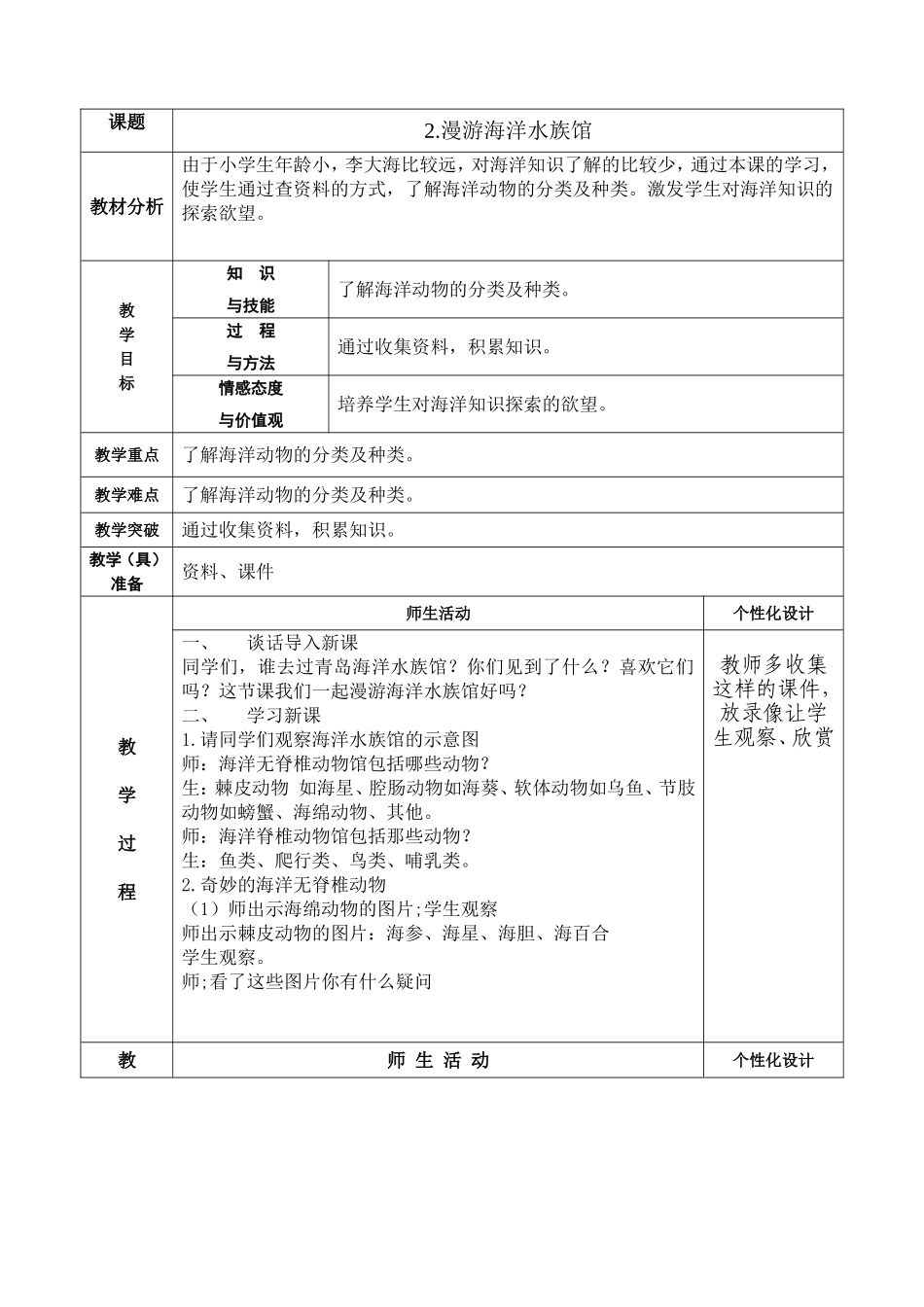二     年级   蓝色的家园  备课_第3页