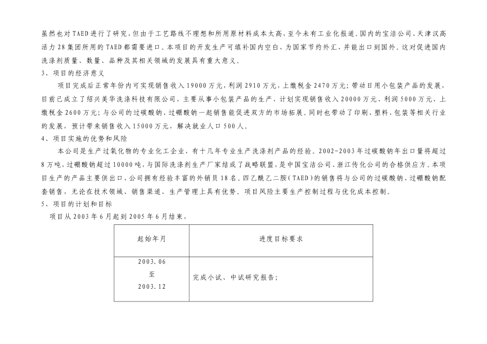 某某化工有限公司 —年产10000吨TAED技改项目可行性报告_第2页