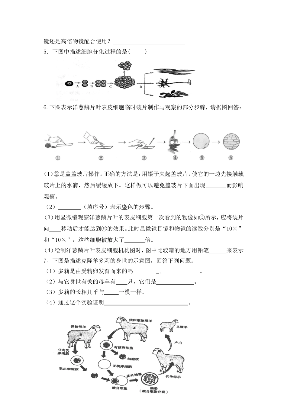 人教版初中生物结业识图题精选_第3页