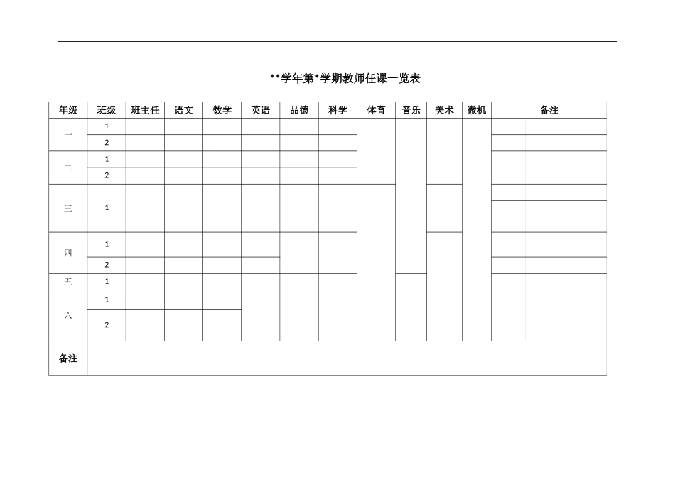 学年第学期教师任课一览表_第1页