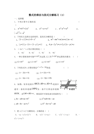 整式的乘法与因式分解练习