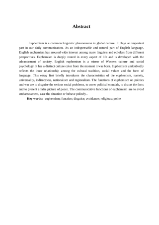 本科毕业设计-浅析英语委婉语功能
