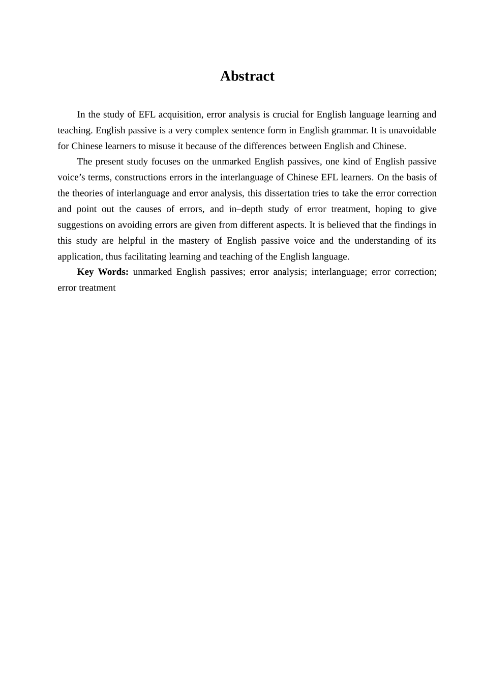 本科毕业设计-英语中介语无标志被动语态的错误分析_第1页